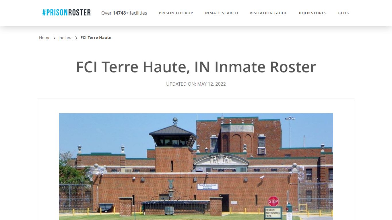 FCI Terre Haute, IN Inmate Roster - Inmate Locator
